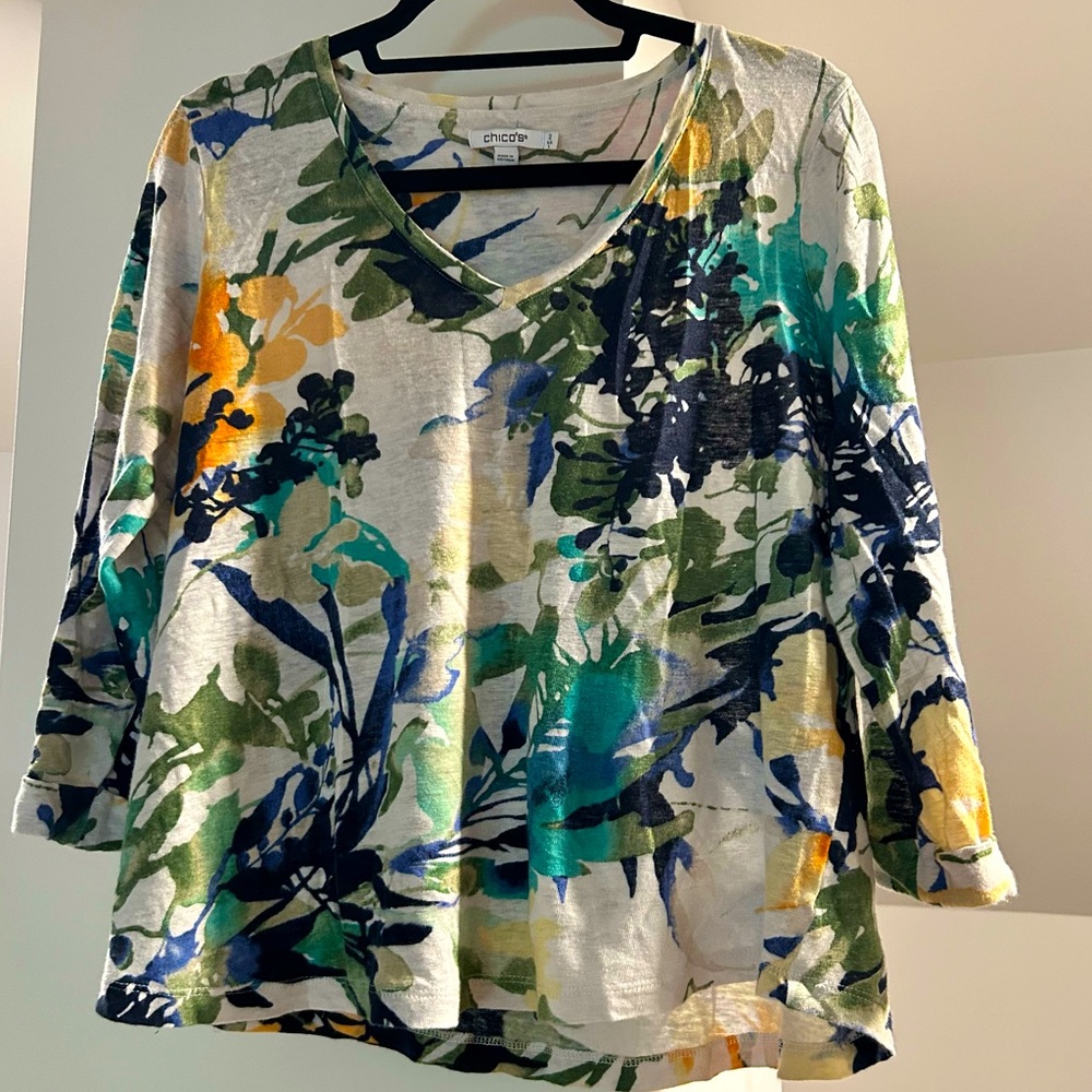 CHICO’S Linen 3/4 Sleeve
